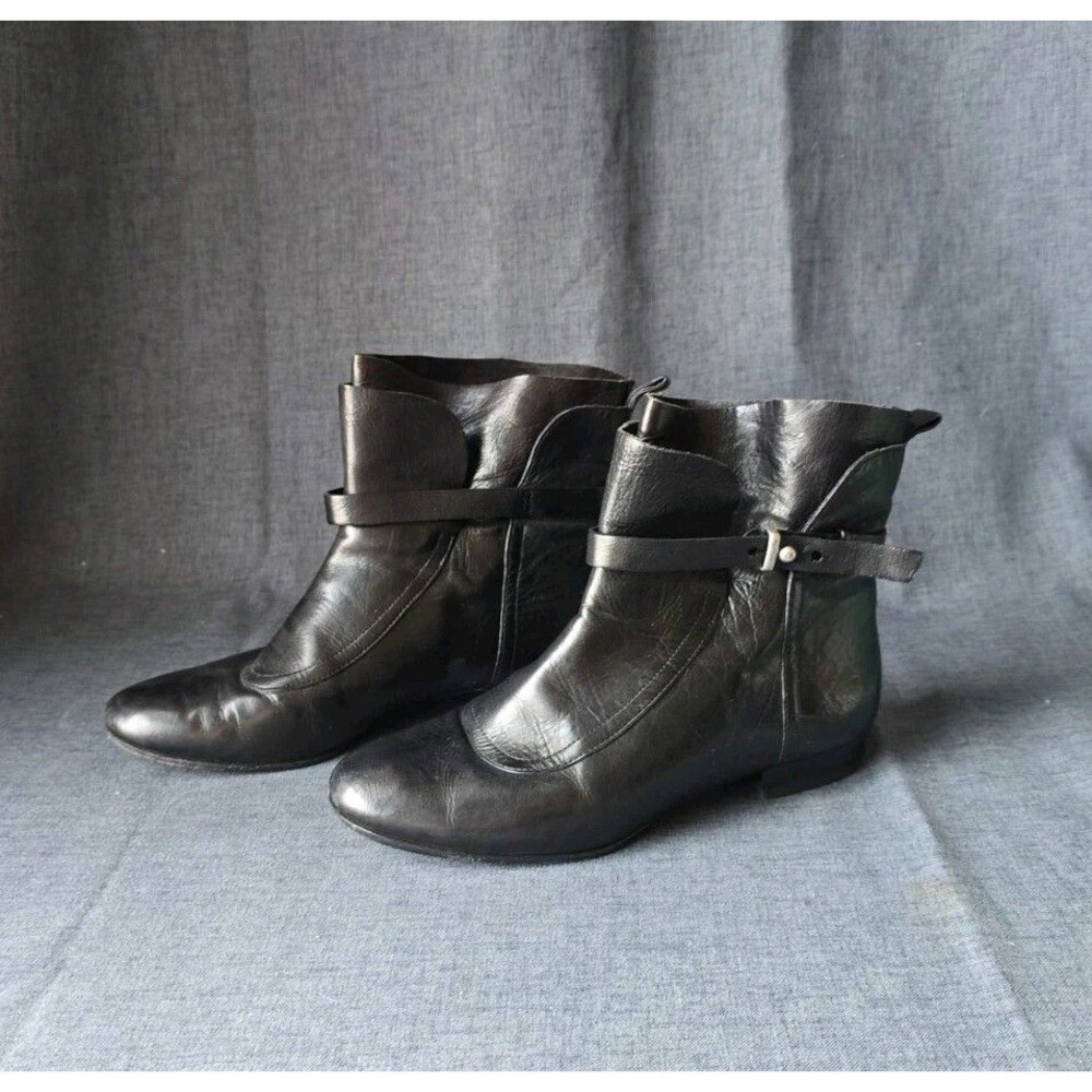 Belle Sigerson Morrison Size 7B Miracle Black Leather Flat Ankle Boots Women